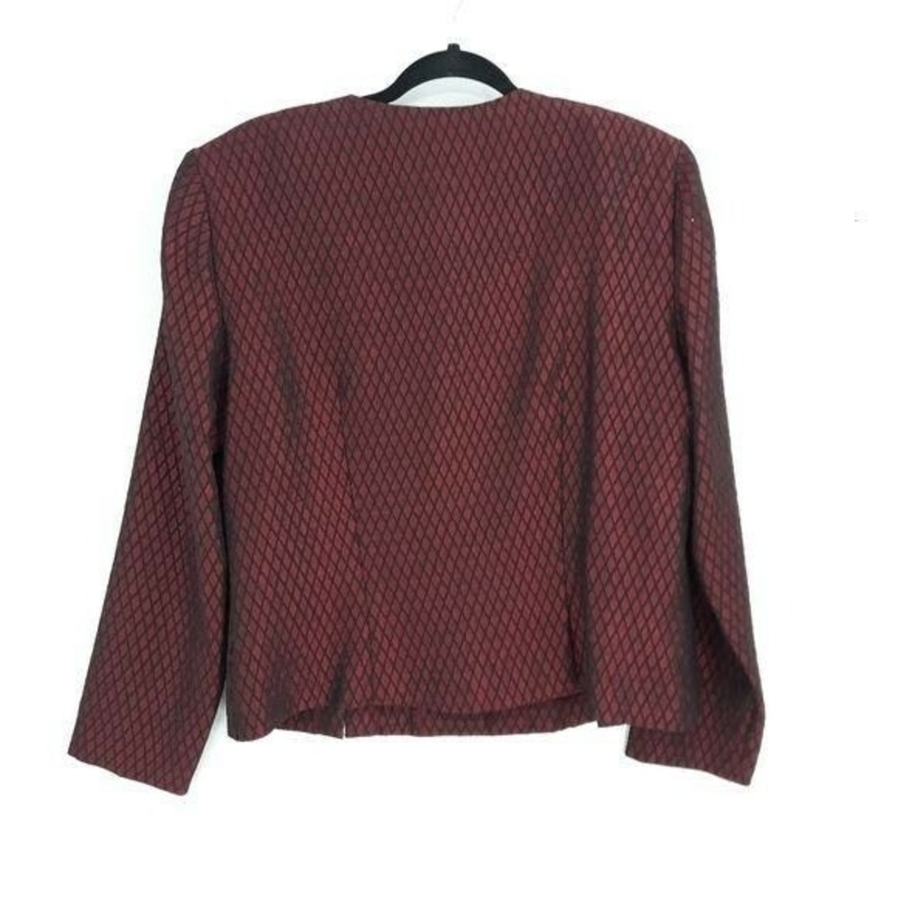 80's Oxblood Goth Blazer Sz L  Maroon Metallic Diamond Brocade‎ Embroidered - Picture 6 of 11